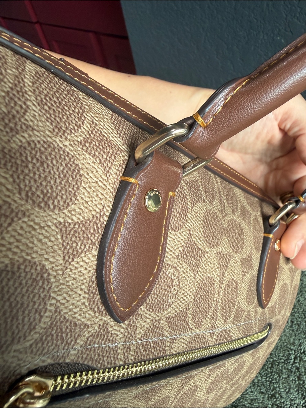Coach Rowan Satchel in Signature Canvas Brown - Picture 14 of 15